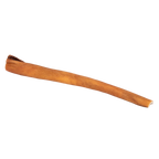 Side view of a split beef cheek stick showcasing its long chew shape with a transparent background
