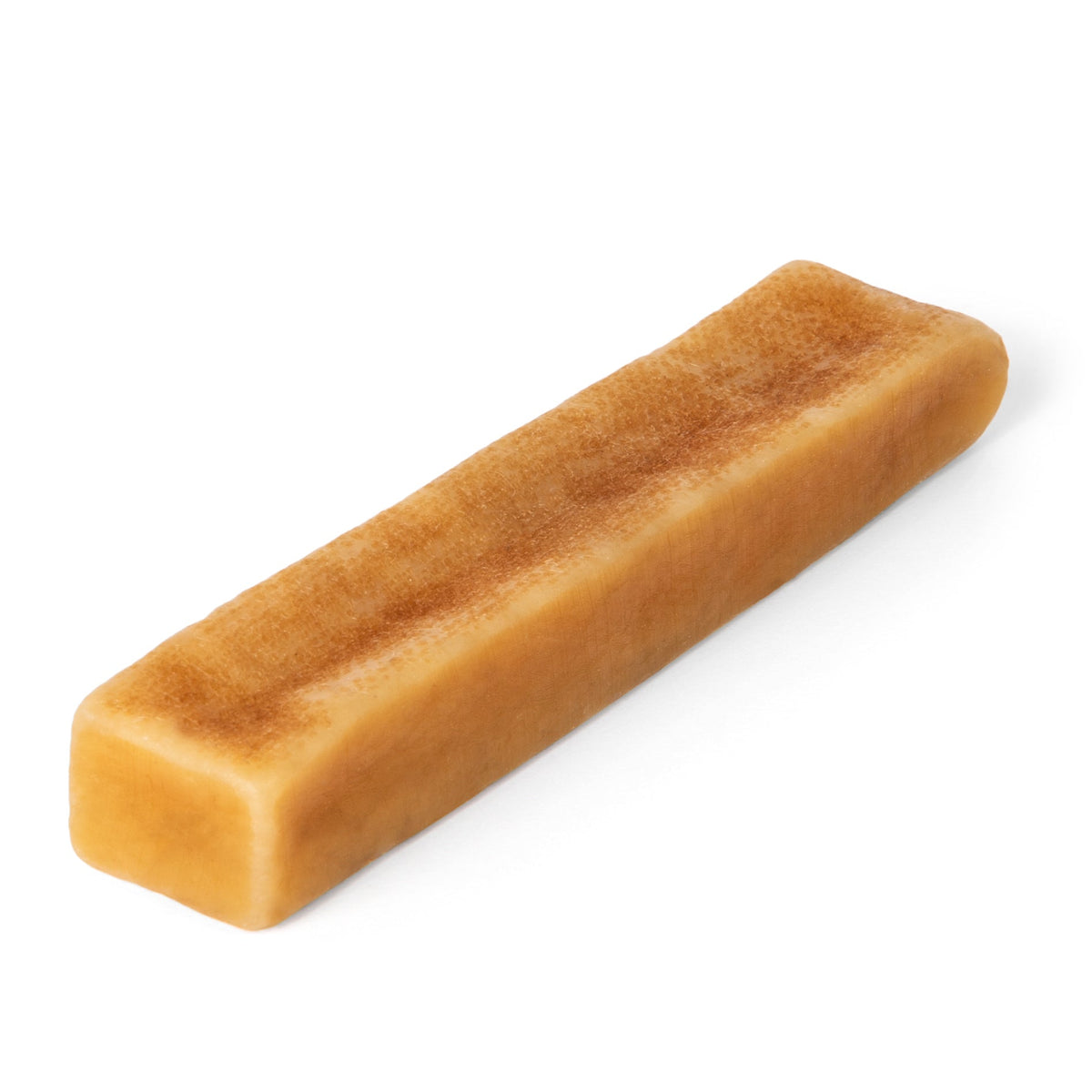 Front view of Himalayan Yak Cheese Chew dog treat showing dense, hard chew texture on plain white background