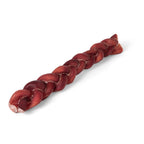 Close-up of 12-inch braided bully stick showing three-strand braid texture and natural brown color on white background