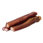 Angled view of 5–7 inch American Jumbo Smoked Bully Sticks showcasing their twisted brown texture on a plain background