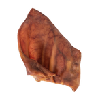 Close-up of Pig Ears dog chew showcasing its natural shape and texture on a transparent background