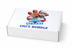 Angled view of Cici’s Medium Dog Bundle box showing printed logo of a man and dog and the headline text Cici’s Bundle on a white background