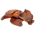 Close-up of dried pig and natural cow ears from the Two Ear Combo on a transparent background