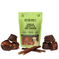 Front view of Summer Treat Bundle showcasing a green treat pouch with assorted dog treats on a white background