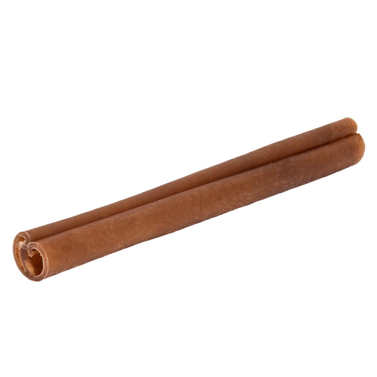 Angled view of beef protein sticks showcasing rolled chew texture with a transparent background