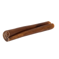 Angled view of beef cheek sticks showcasing rolled ends on a black background