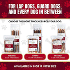 Close-up of Premium Braided Bully Sticks showcasing braided design and dried beef texture on a white background