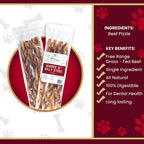 Front view of Premium Braided Bully Sticks pack showing braided single ingredient sticks in clear packaging on white background