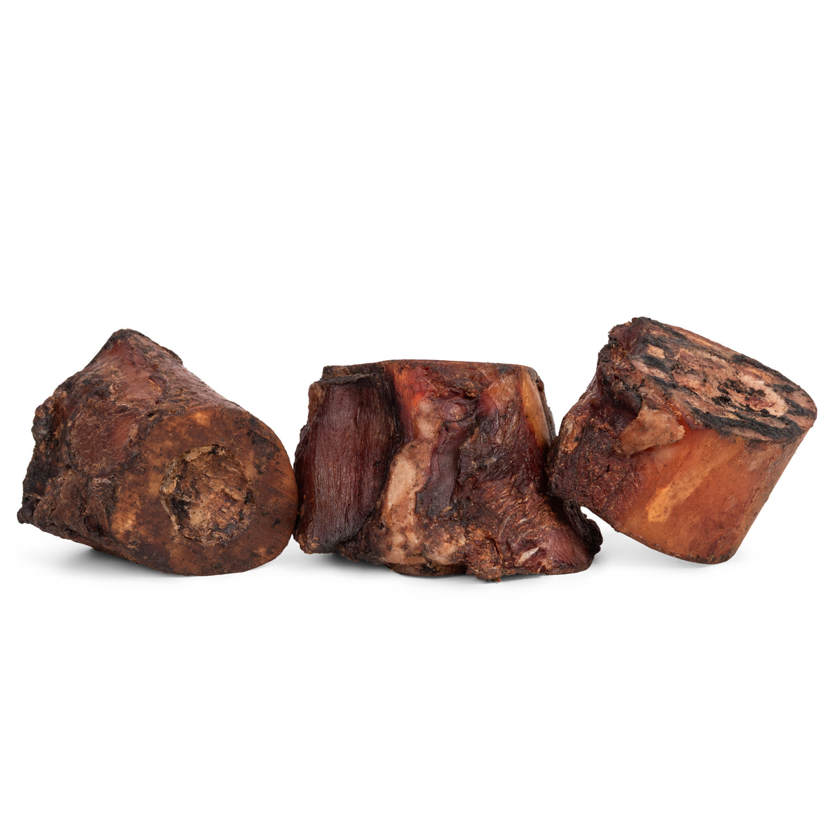Three smoked beef marrow bones side by side